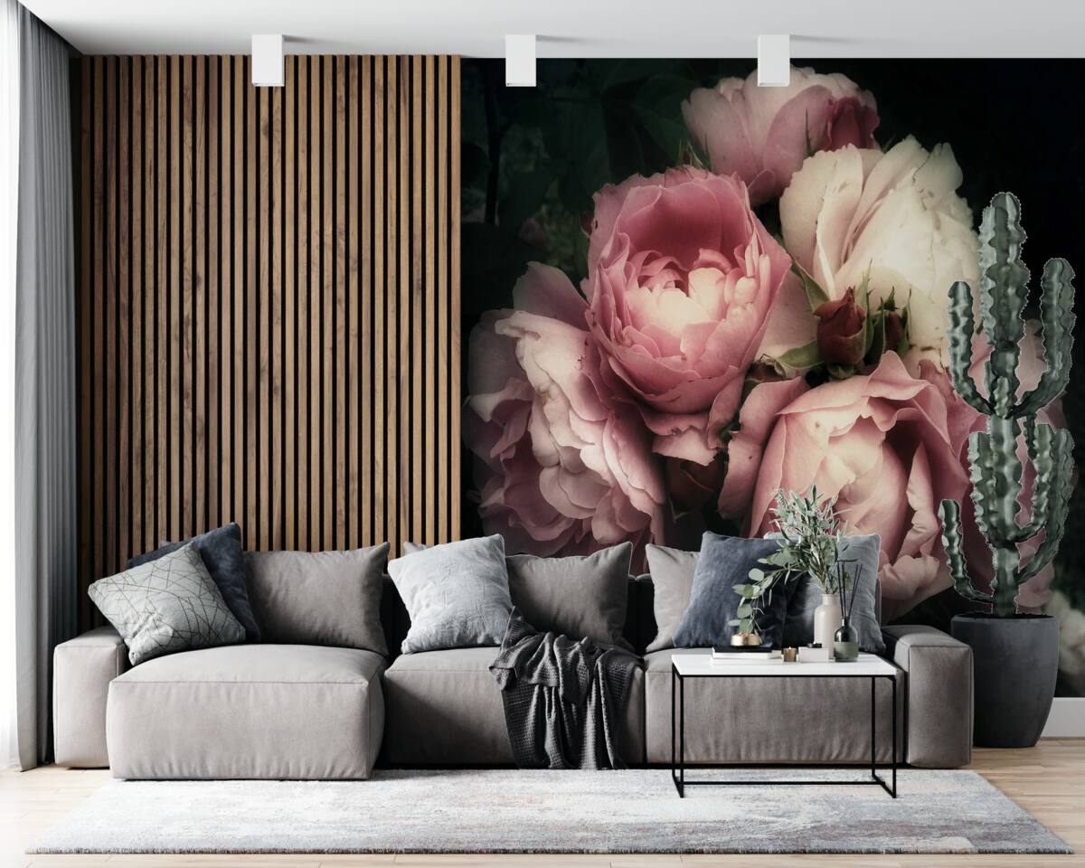 Papier peint pétale, fleur et teinte rose