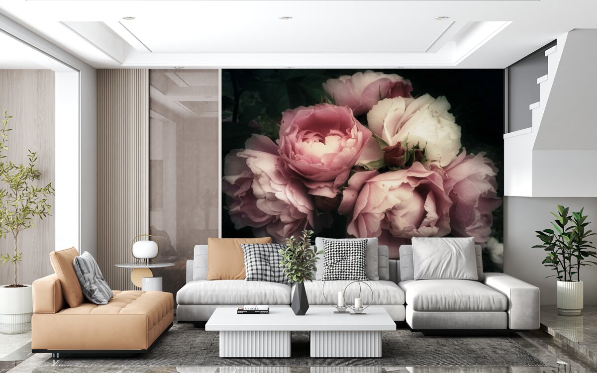 Papier peint pétale, fleur et teinte rose