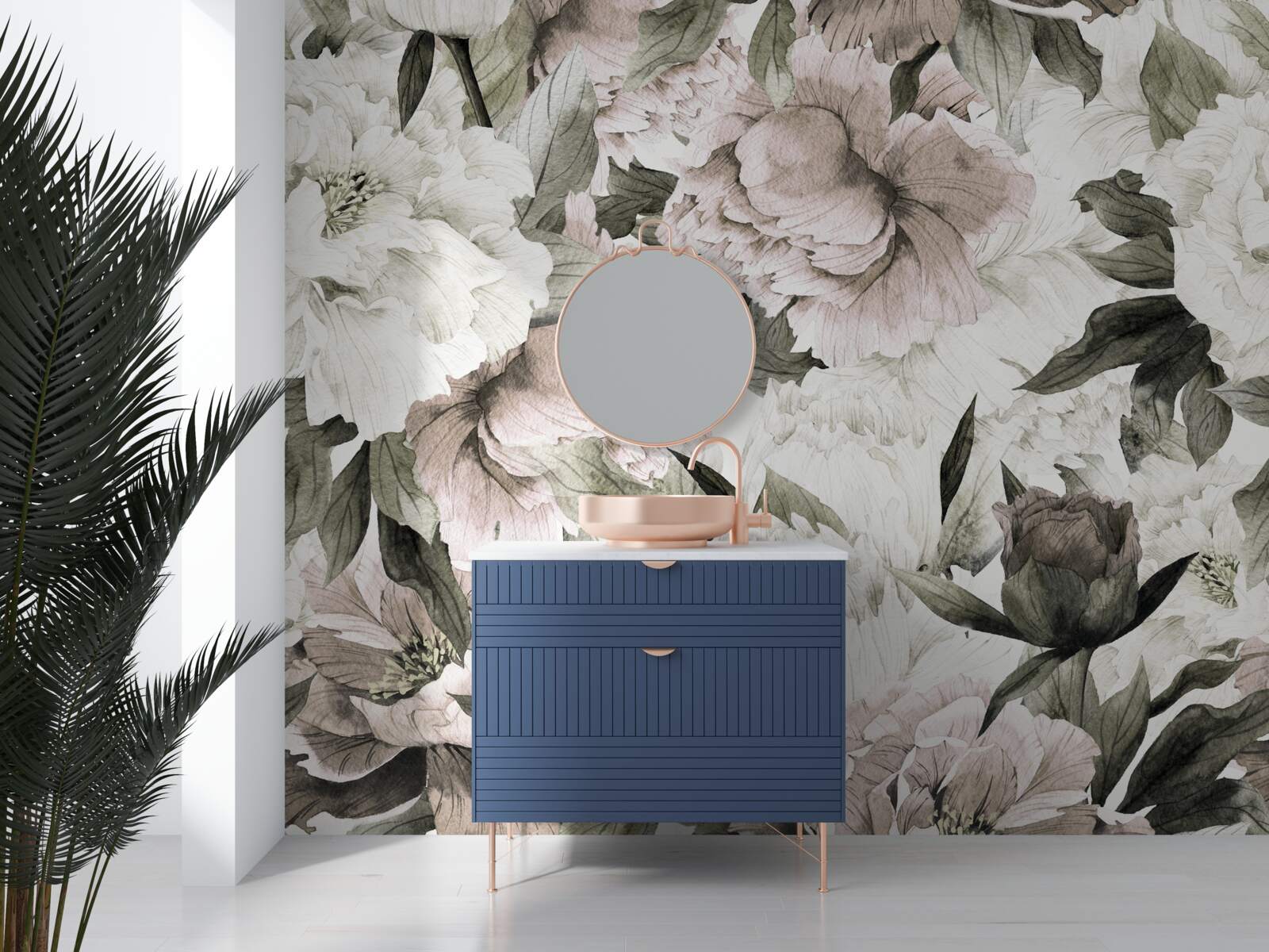 Papier peint bourgeon, flore et granulé