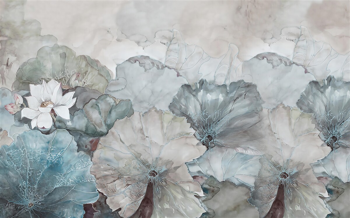 Papier peint bourgeon, végétation et granulés