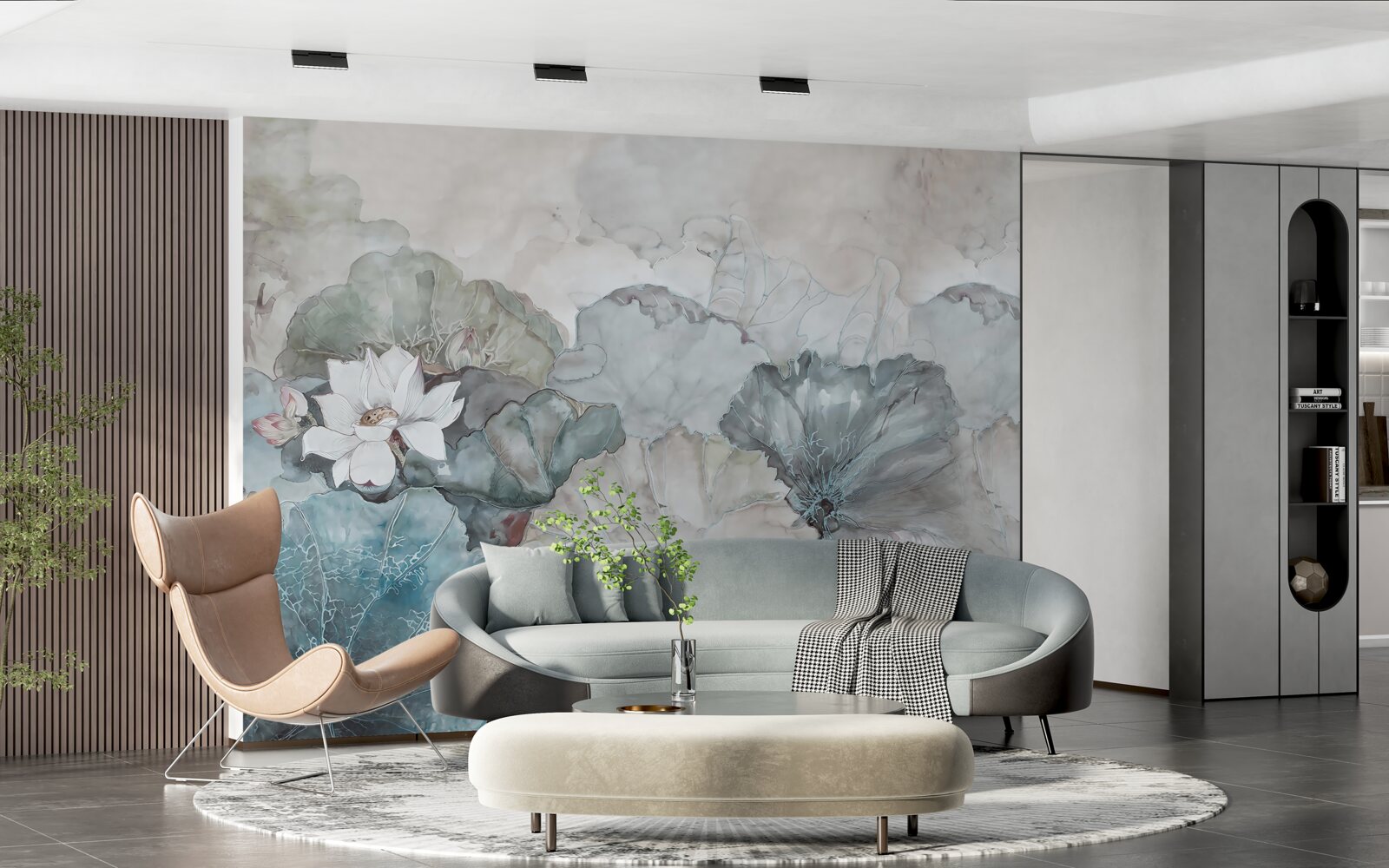 Papier peint bourgeon, végétation et granulés