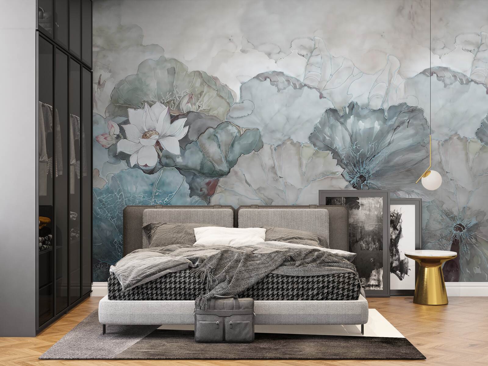 Papier peint bourgeon, végétation et granulés