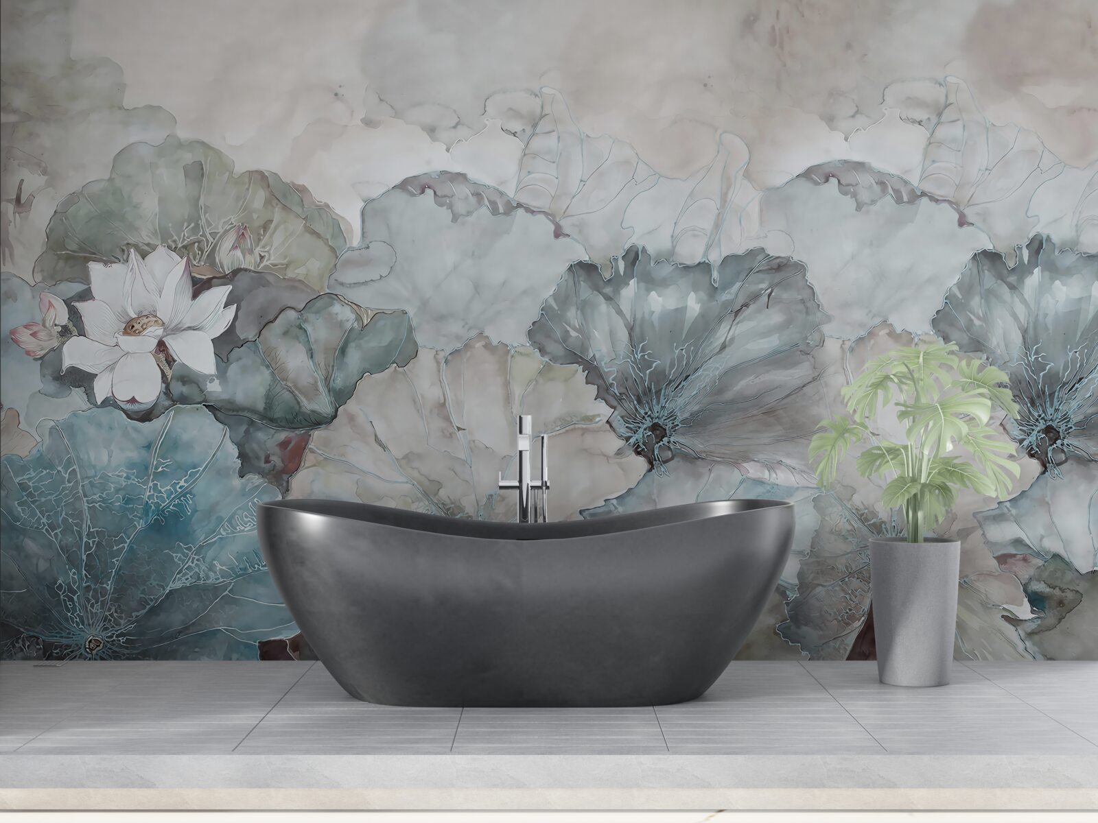 Papier peint bourgeon, végétation et granulés