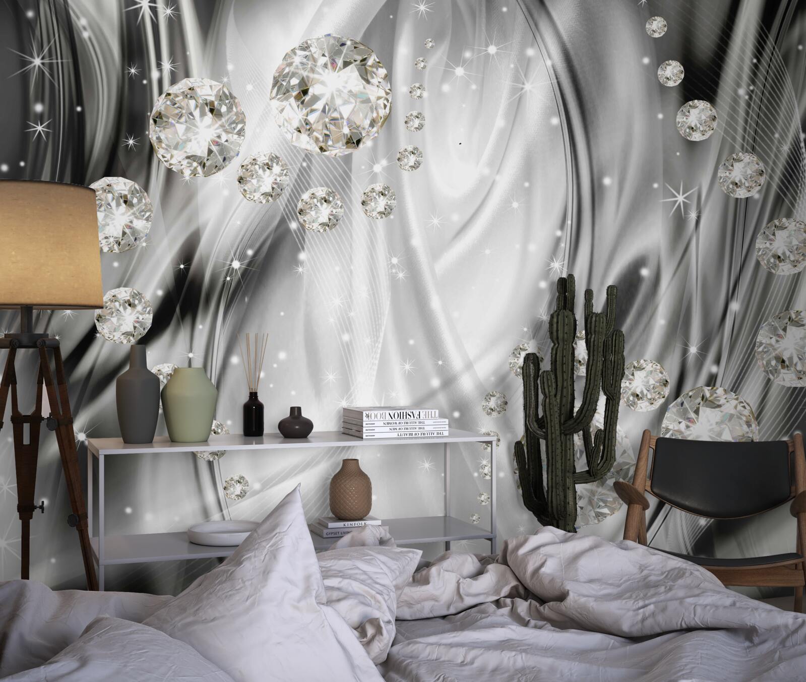 Papier peint brillance argentée