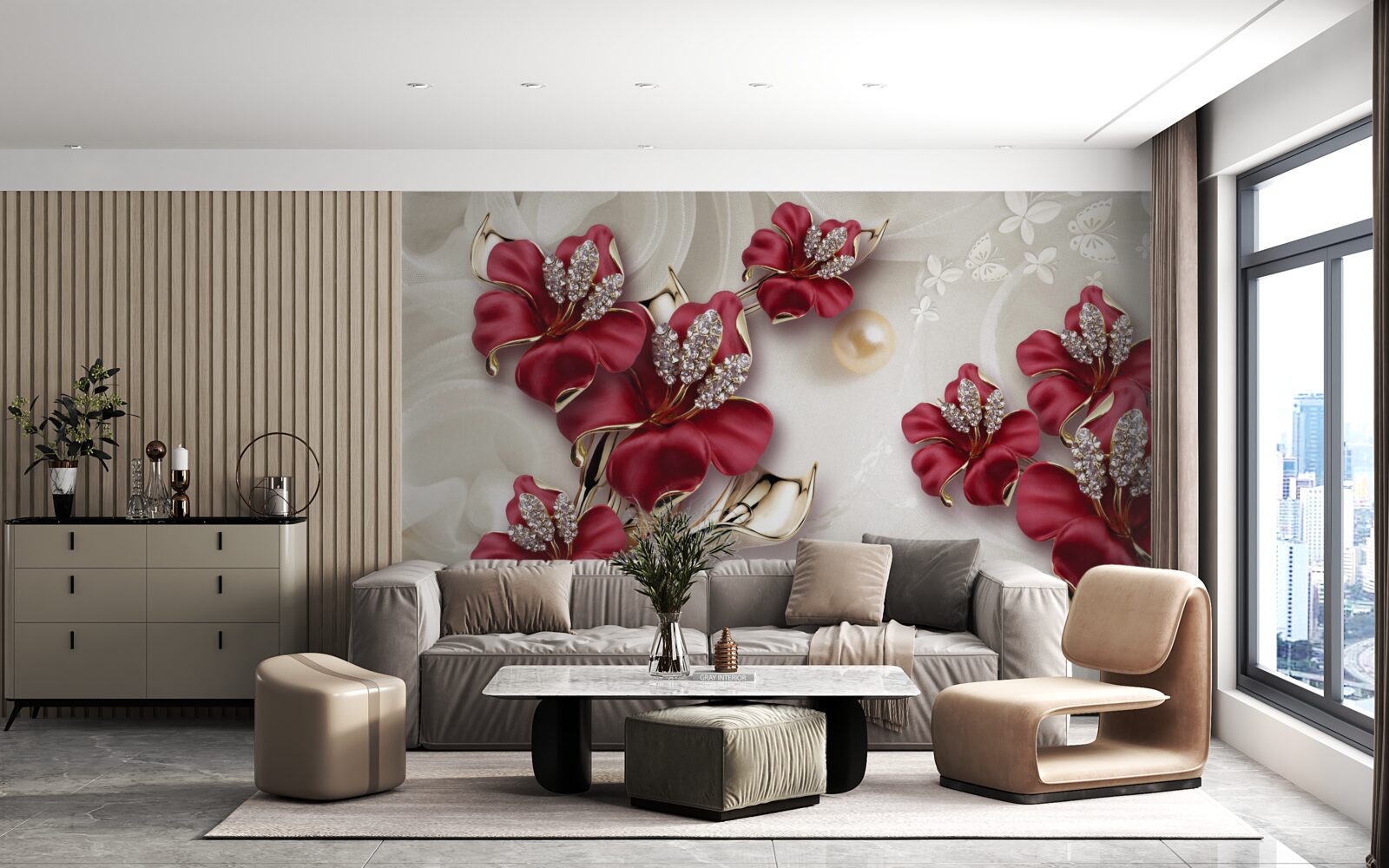 Papier peint paire de plantes