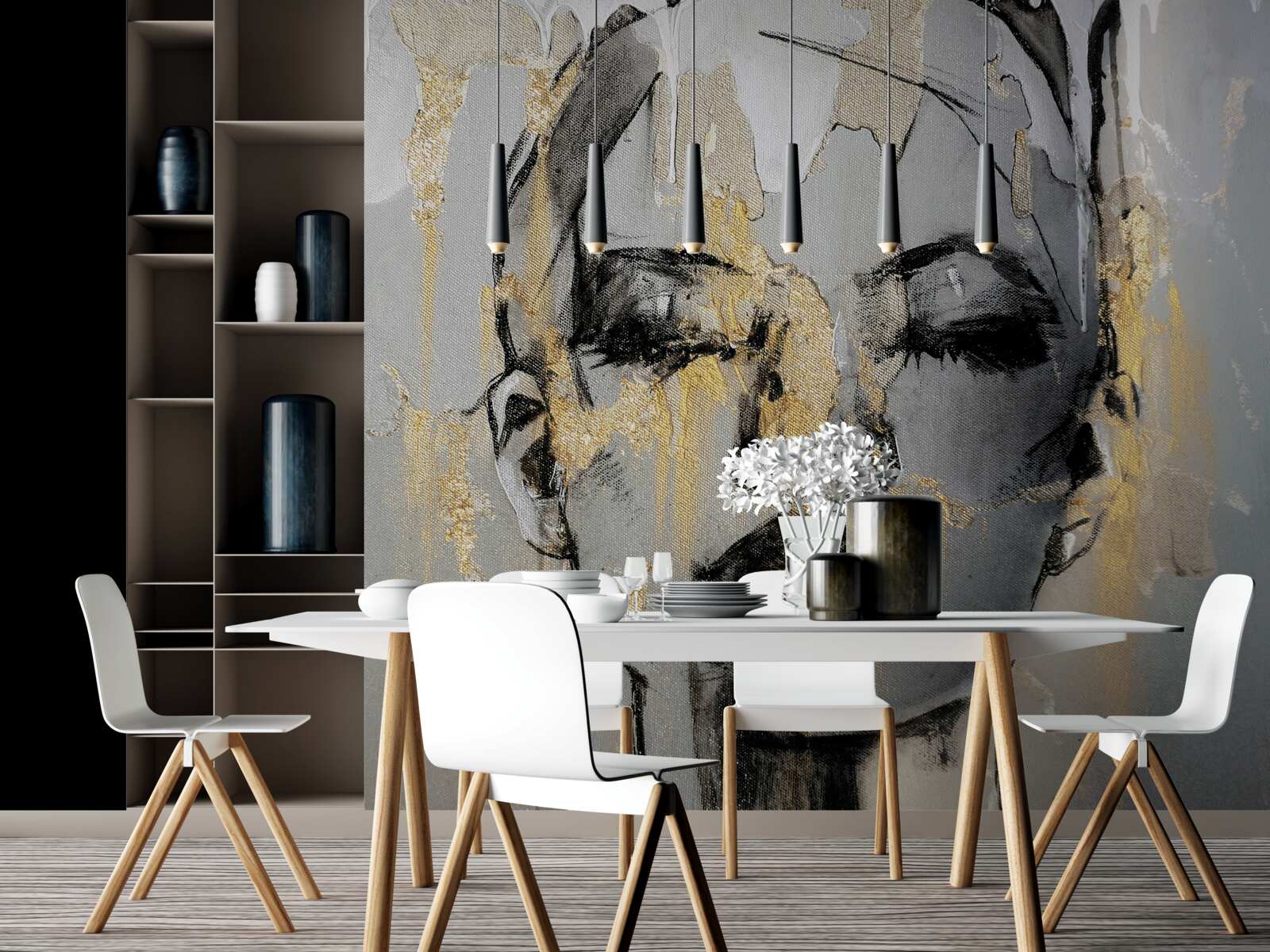 Papier peint fille à l'aquarelle