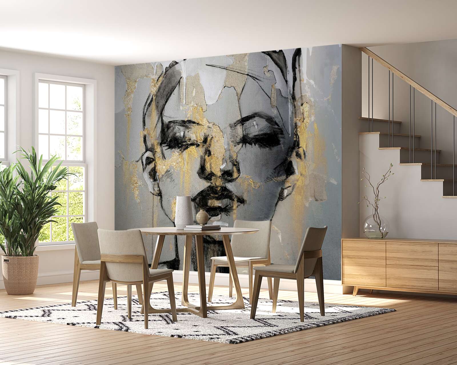 Papier peint fille à l'aquarelle