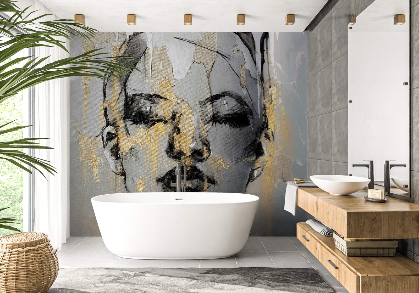 Papier peint fille à l'aquarelle