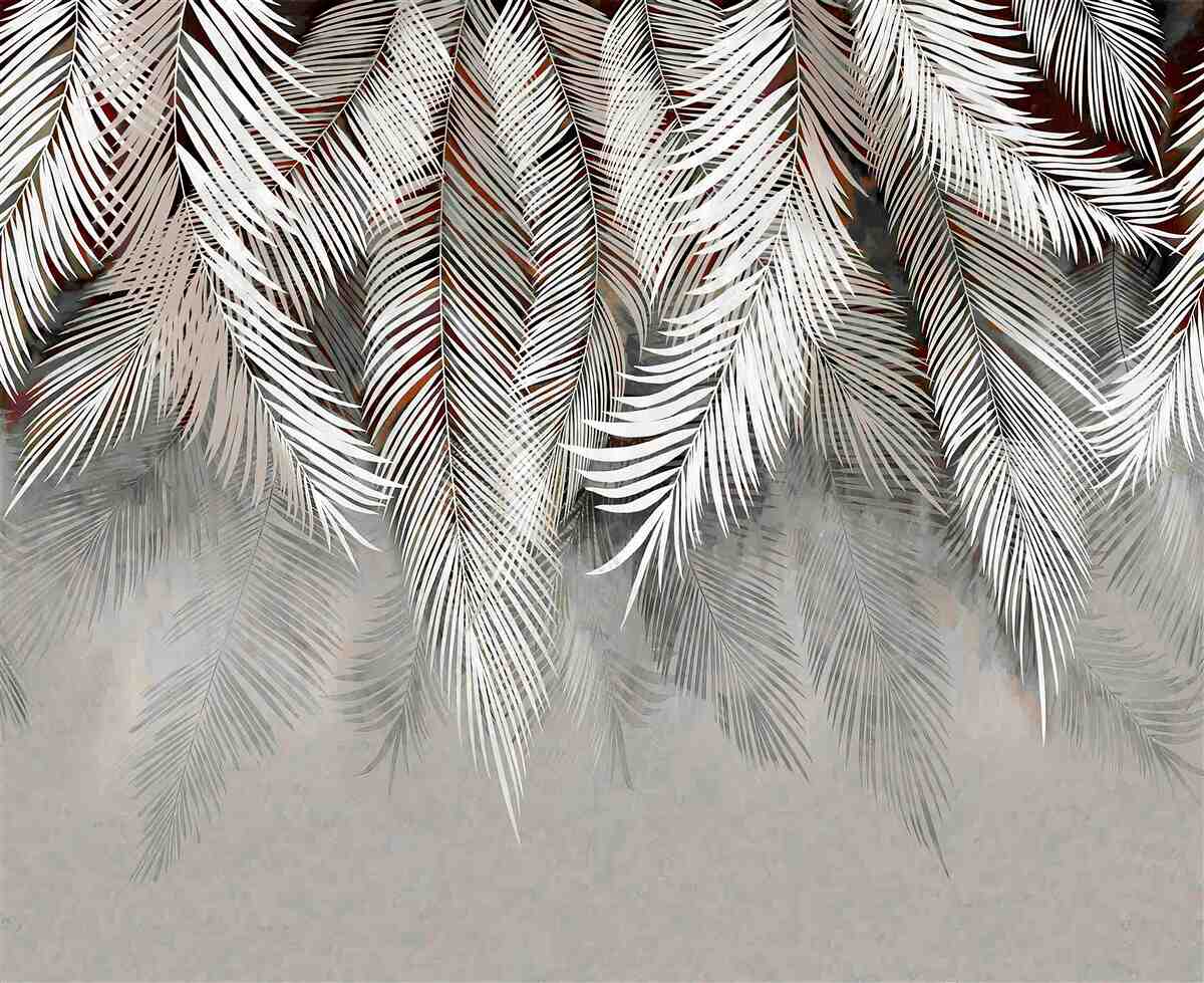 Papier peint feuilles de couleur profonde