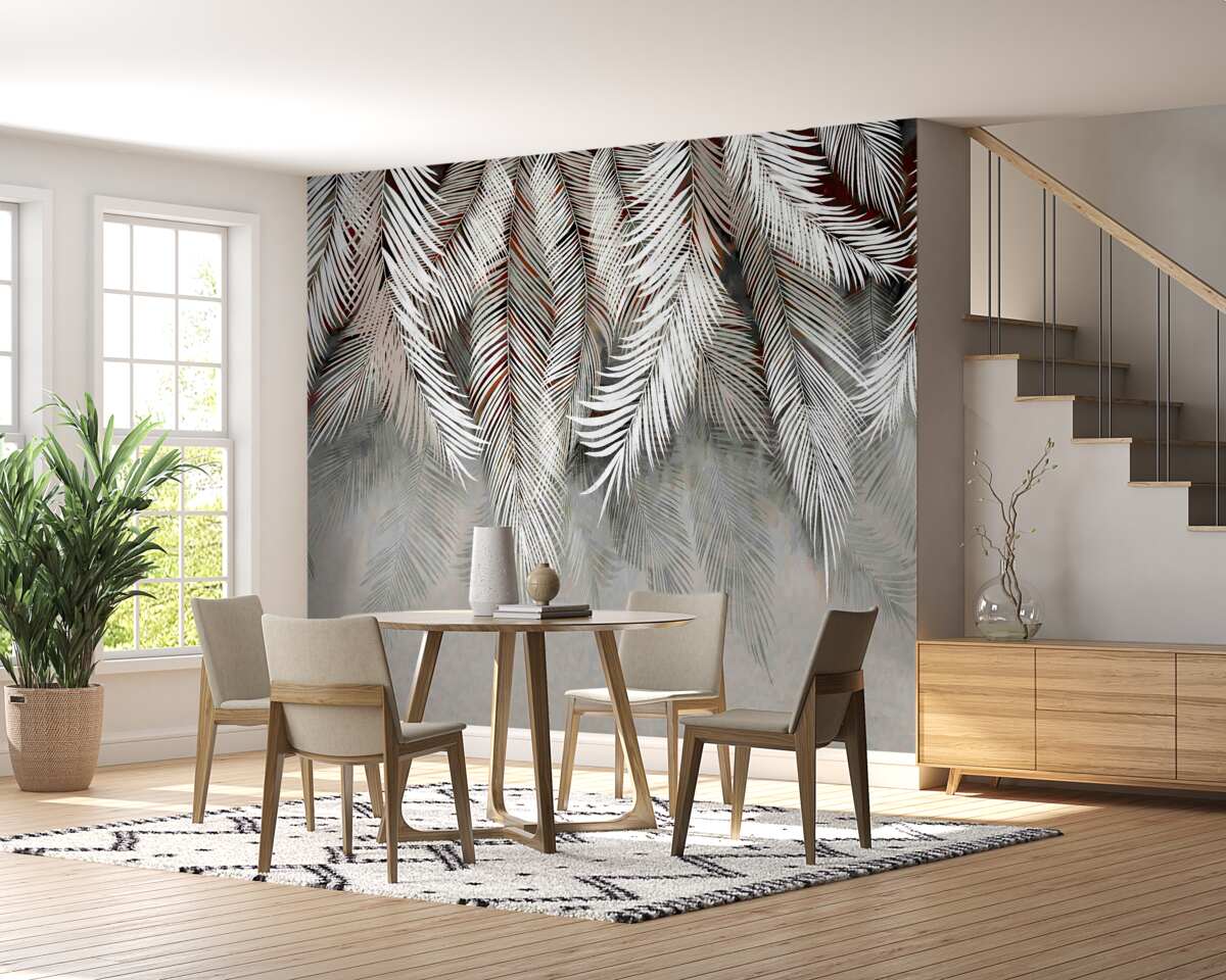 Papier peint feuilles de couleur profonde