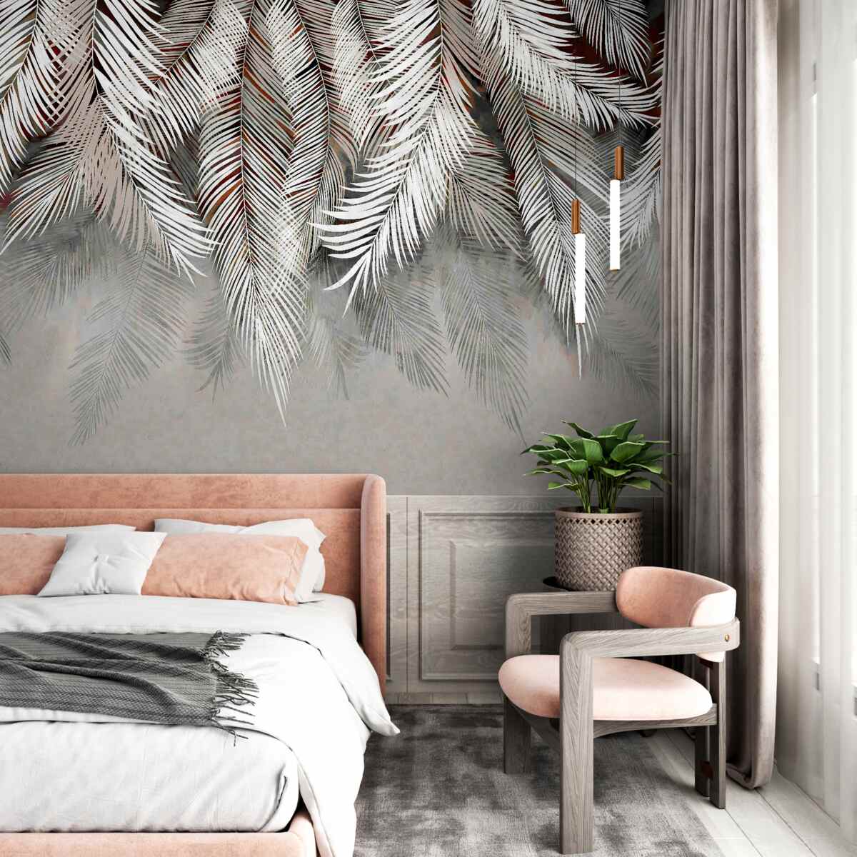 Papier peint feuilles de couleur profonde