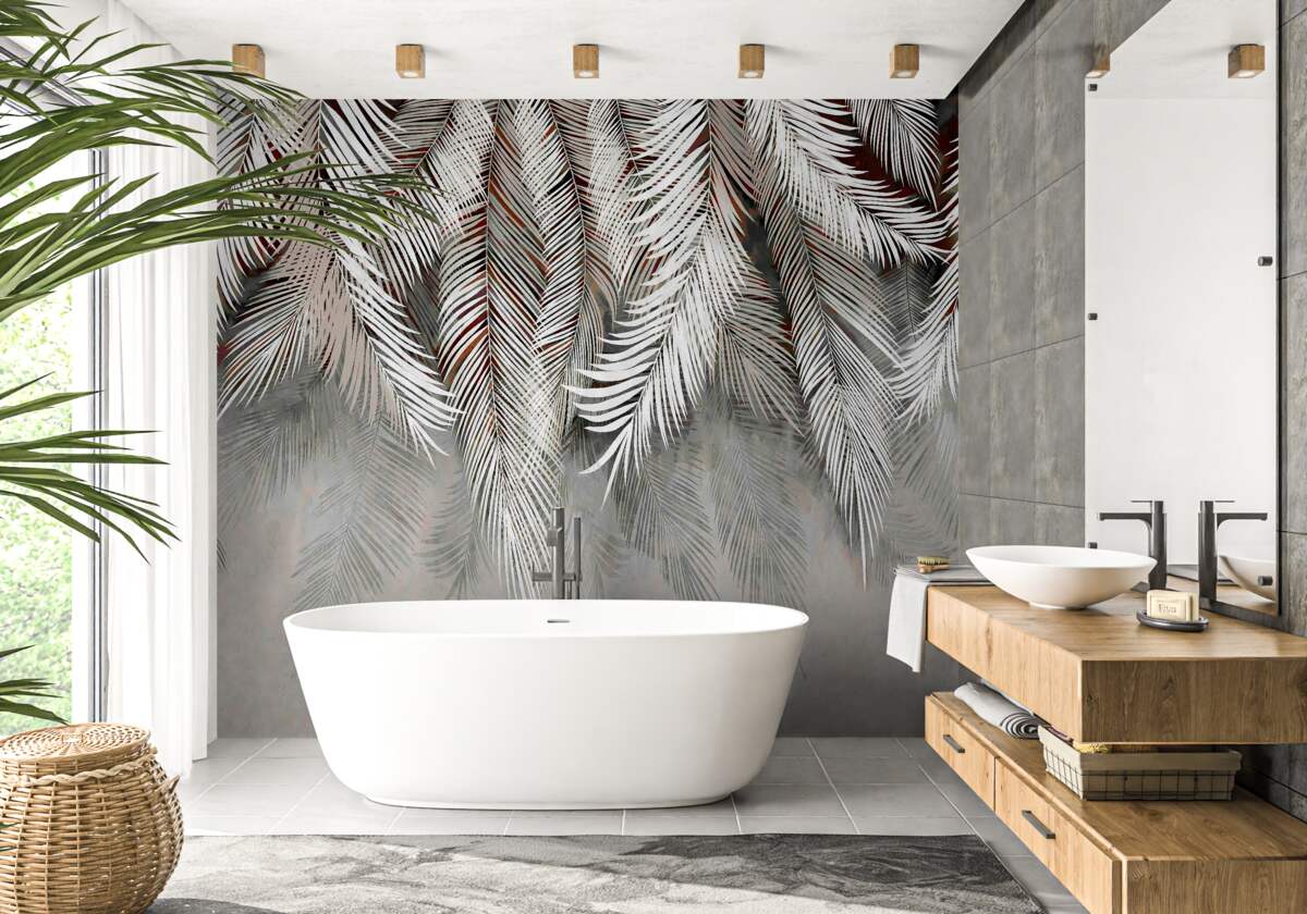 Papier peint feuilles de couleur profonde