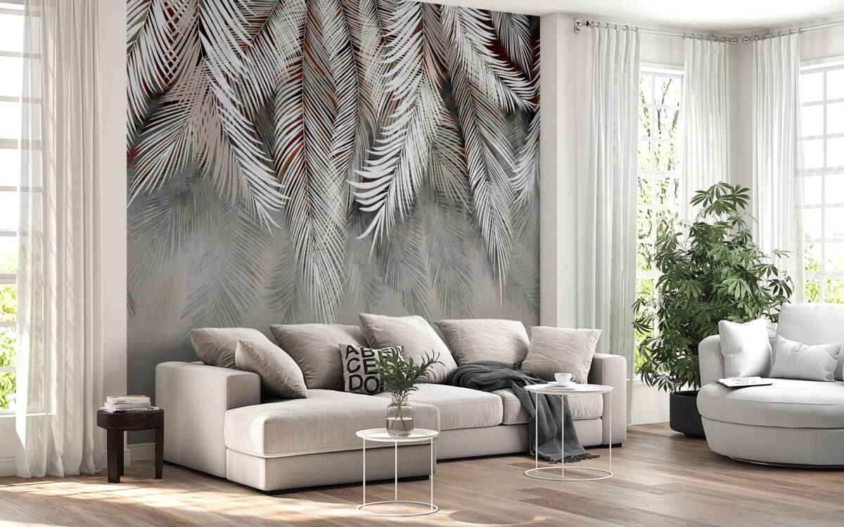 Papier peint feuilles de couleur profonde