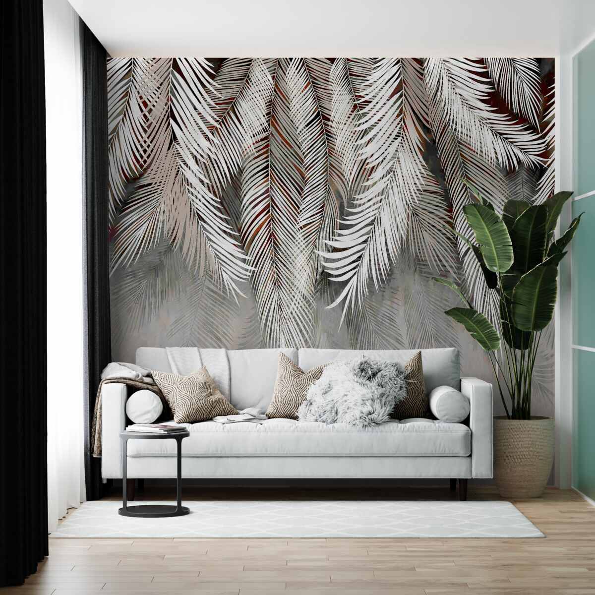 Papier peint feuilles de couleur profonde