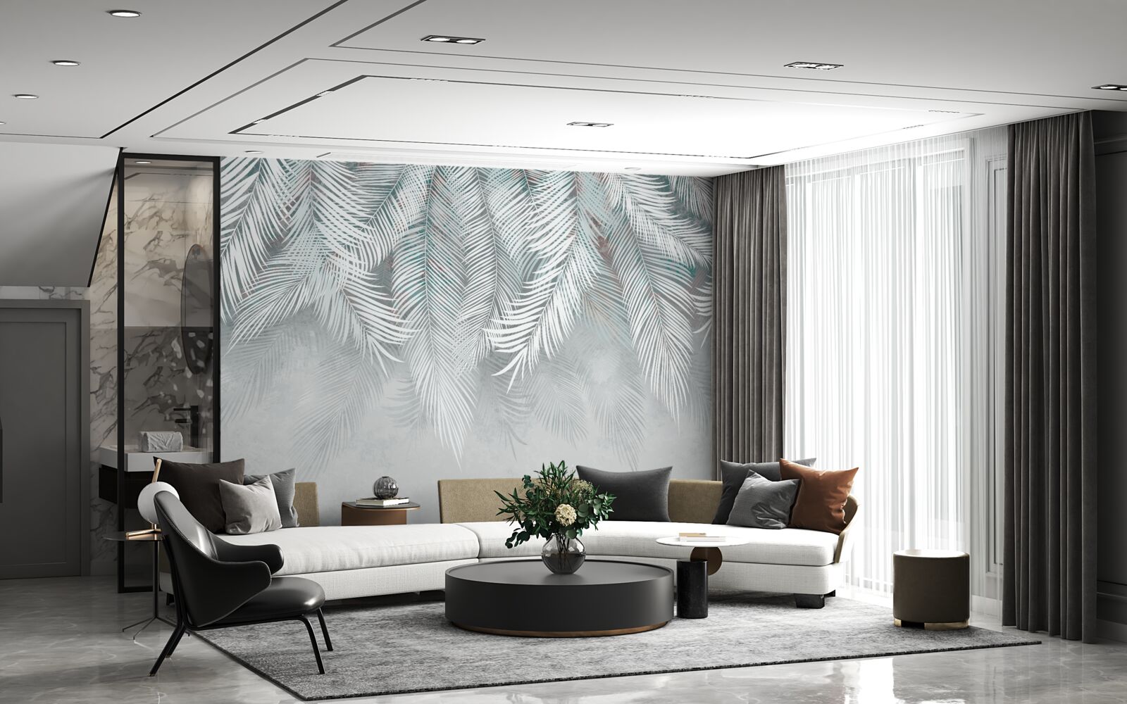 Papier peint feuilles de menthe