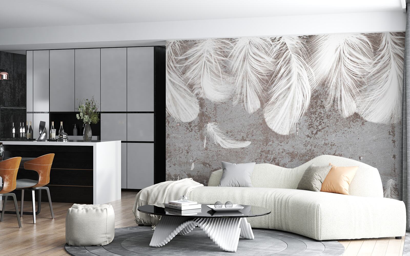 Papier peint plumes d'un blanc éclatant
