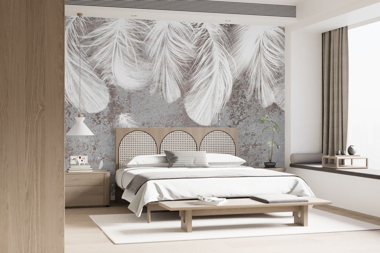 Papier peint plumes d'un blanc éclatant