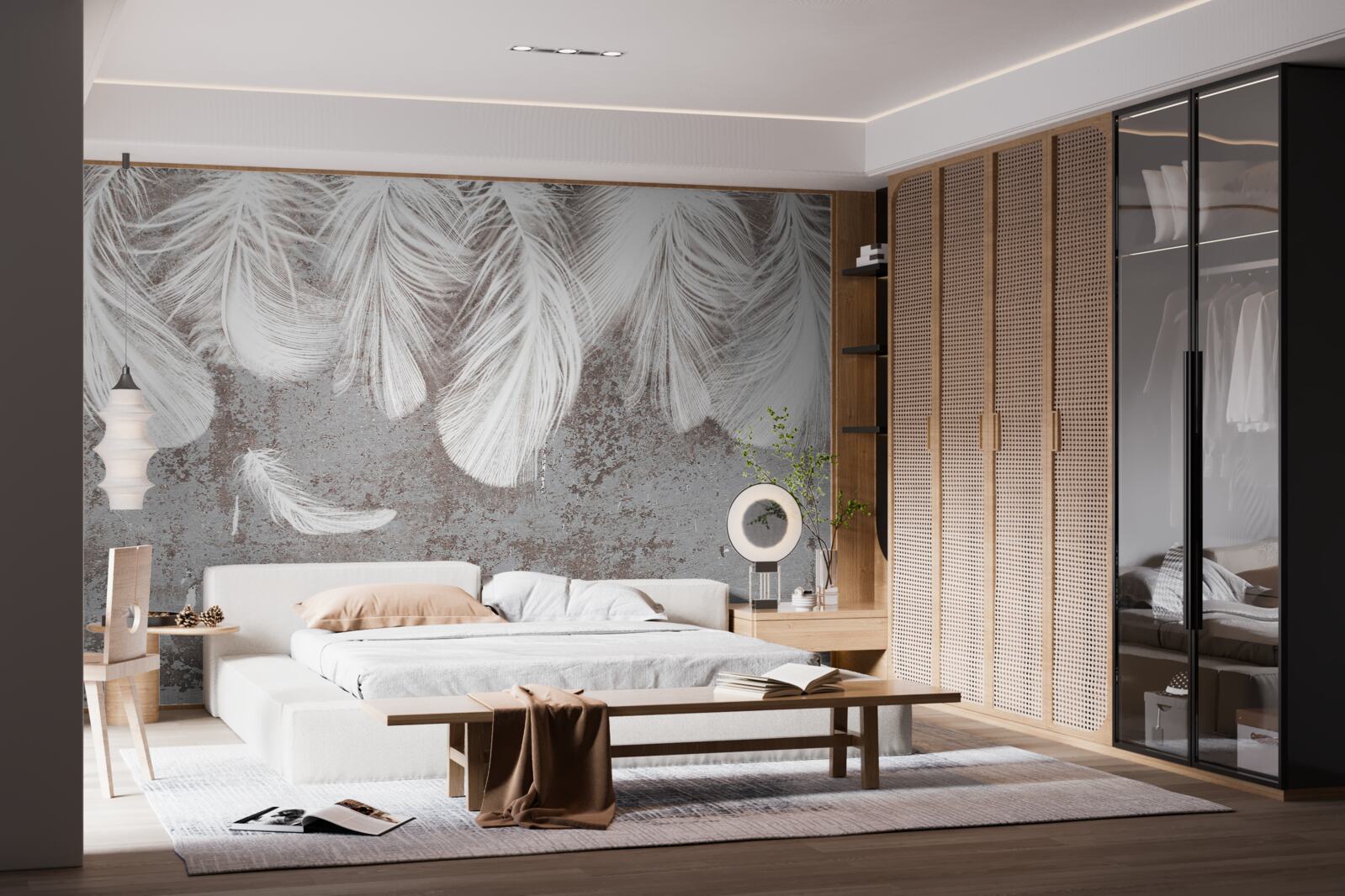 Papier peint plumes d'un blanc éclatant