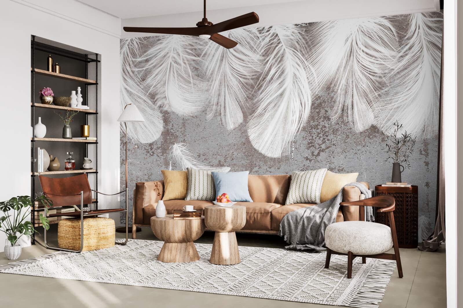 Papier peint plumes d'un blanc éclatant