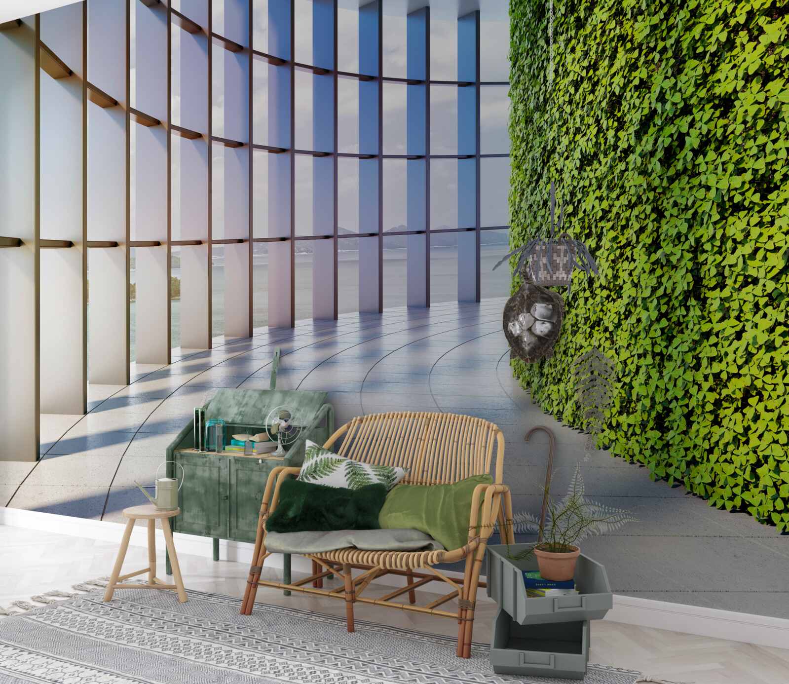 Papier peint Le mur est vert