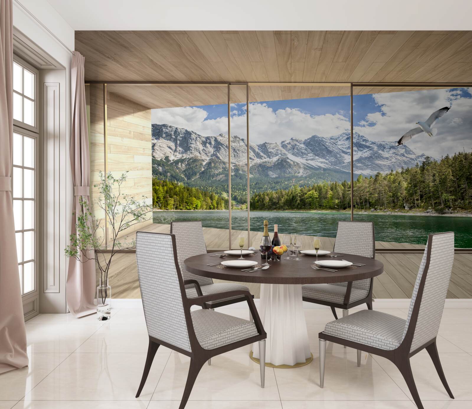 Papier peint panorama de pics montagneux