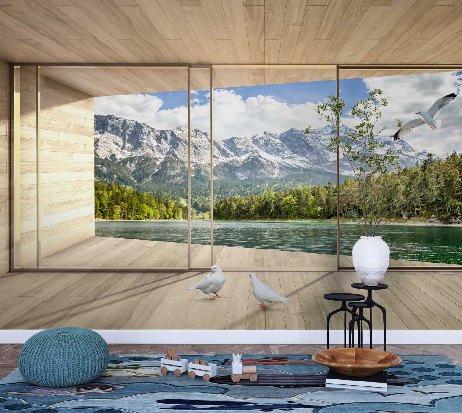 Papier peint panorama de pics montagneux