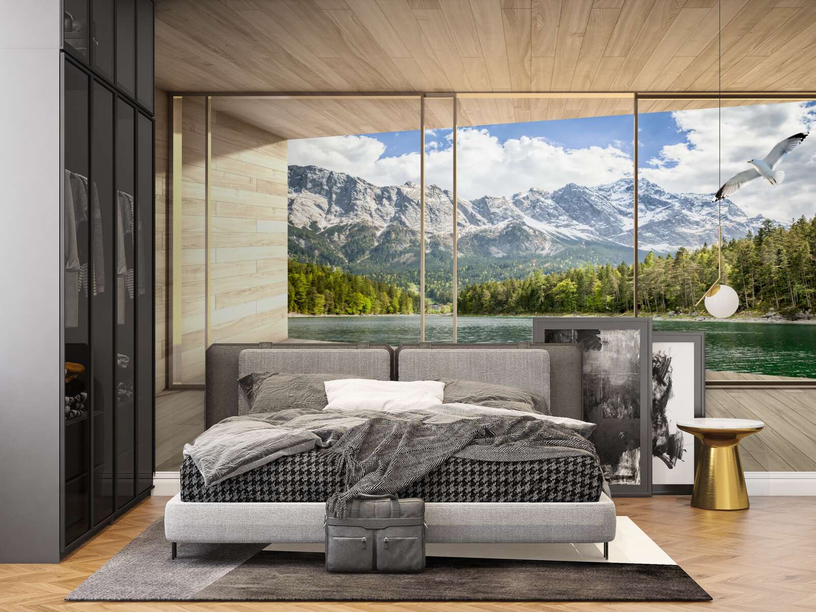 Papier peint panorama de pics montagneux