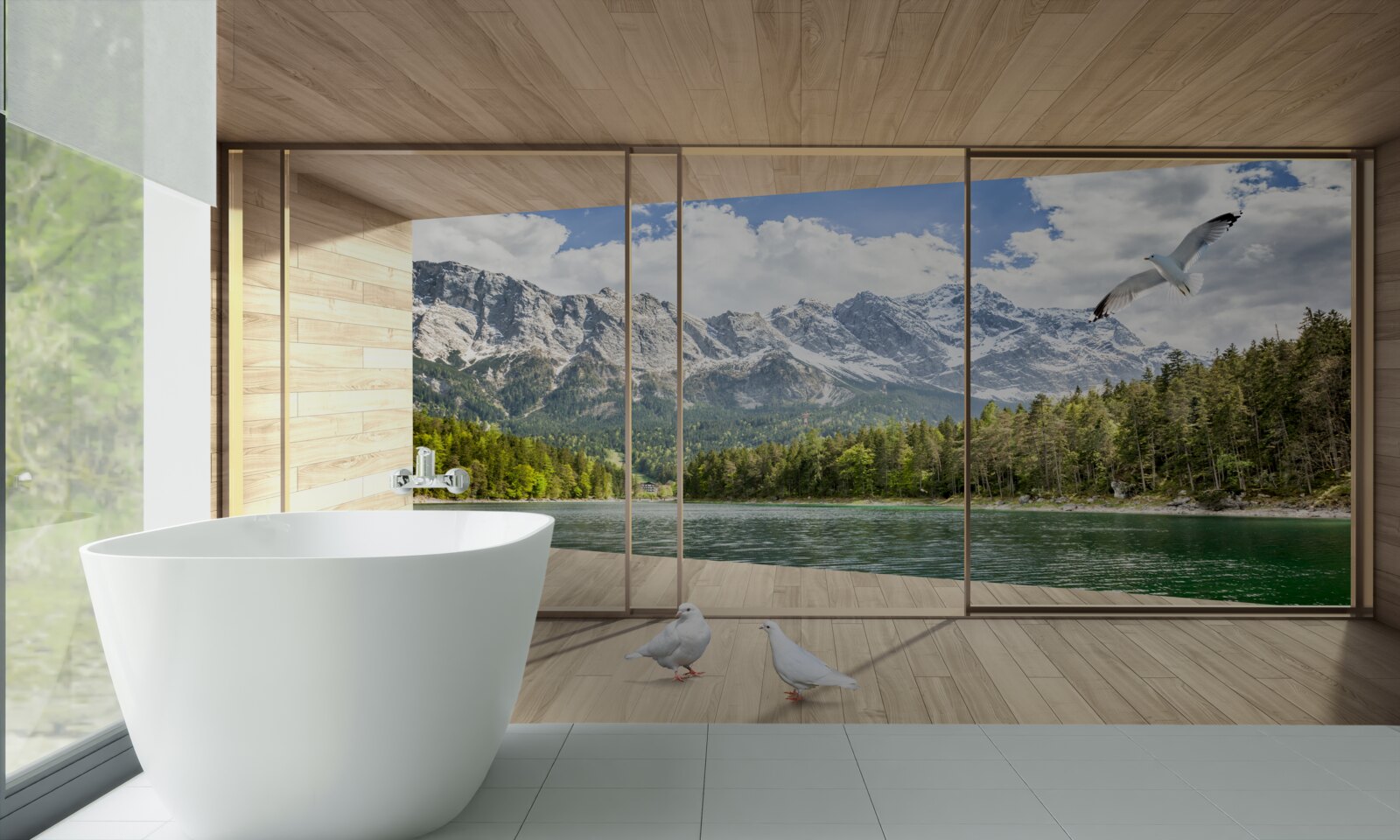 Papier peint panorama de pics montagneux