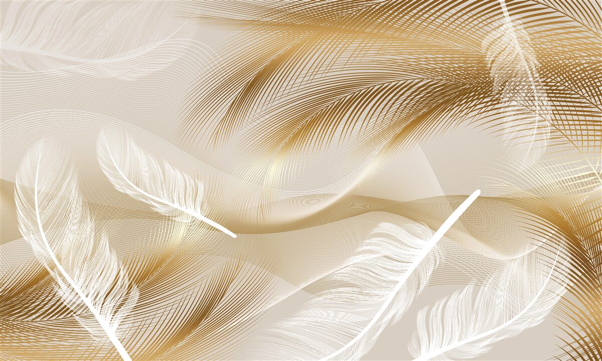 Papier peint plumage doré