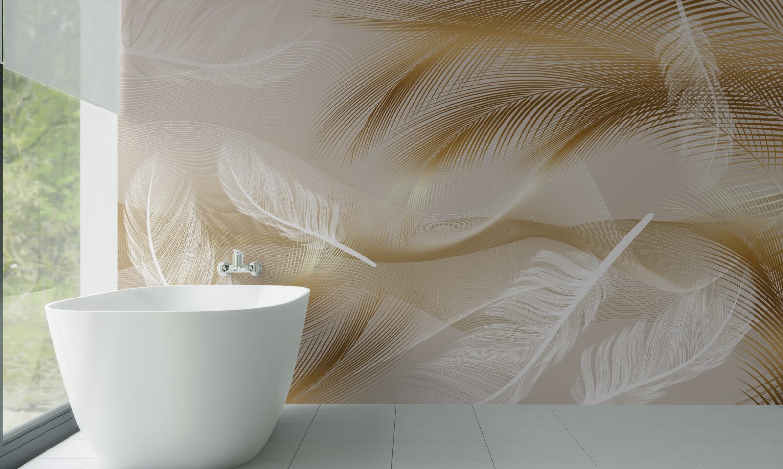 Papier peint plumage doré