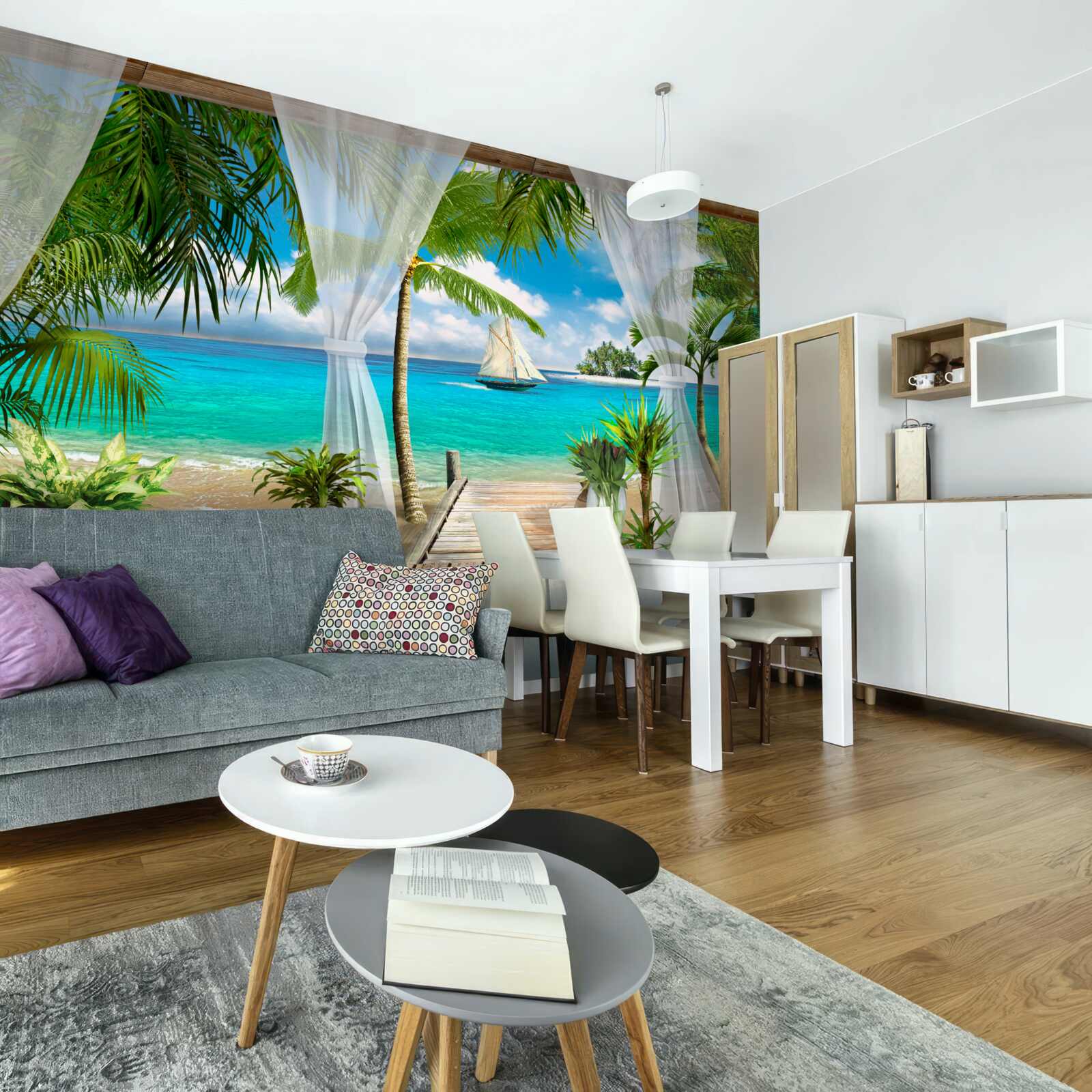 Papier peint véranda proche de l'océan