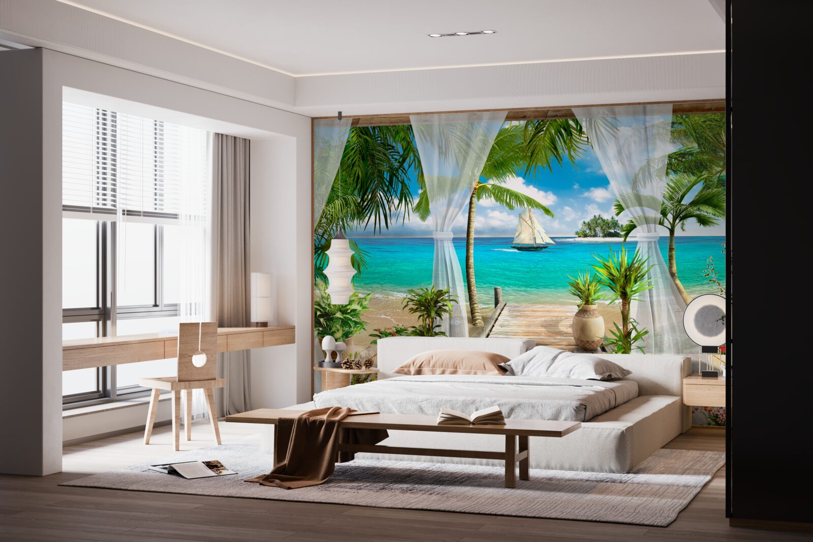 Papier peint véranda proche de l'océan