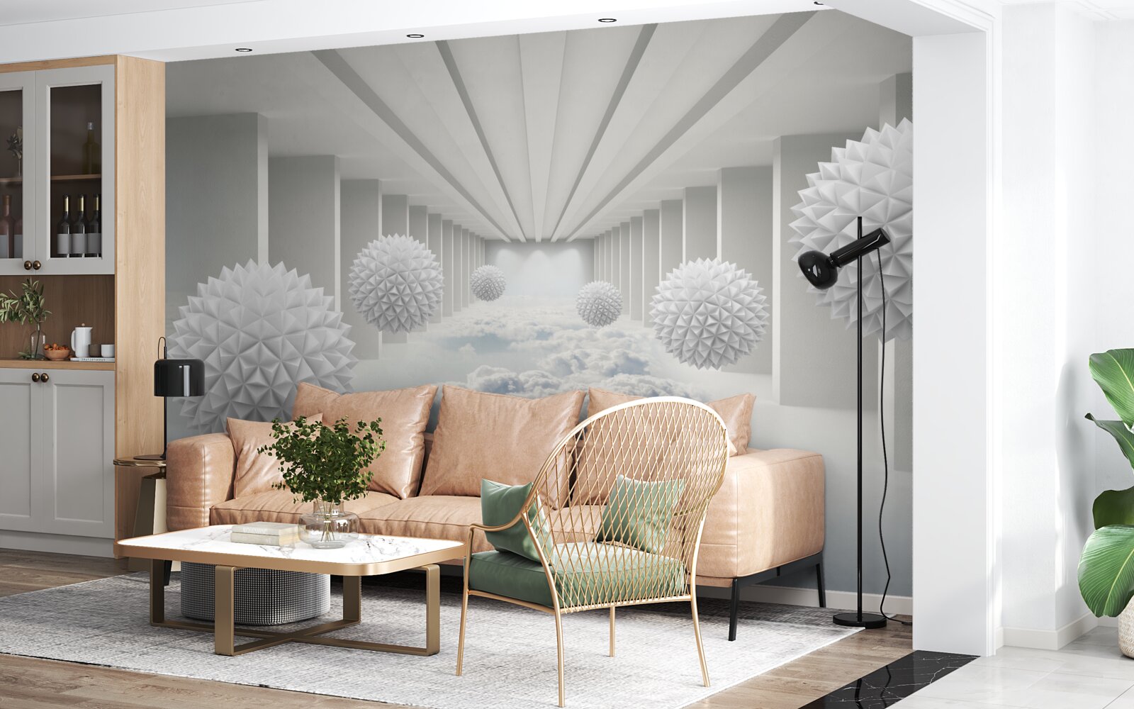 Papier peint des boules au-dessus des nuages