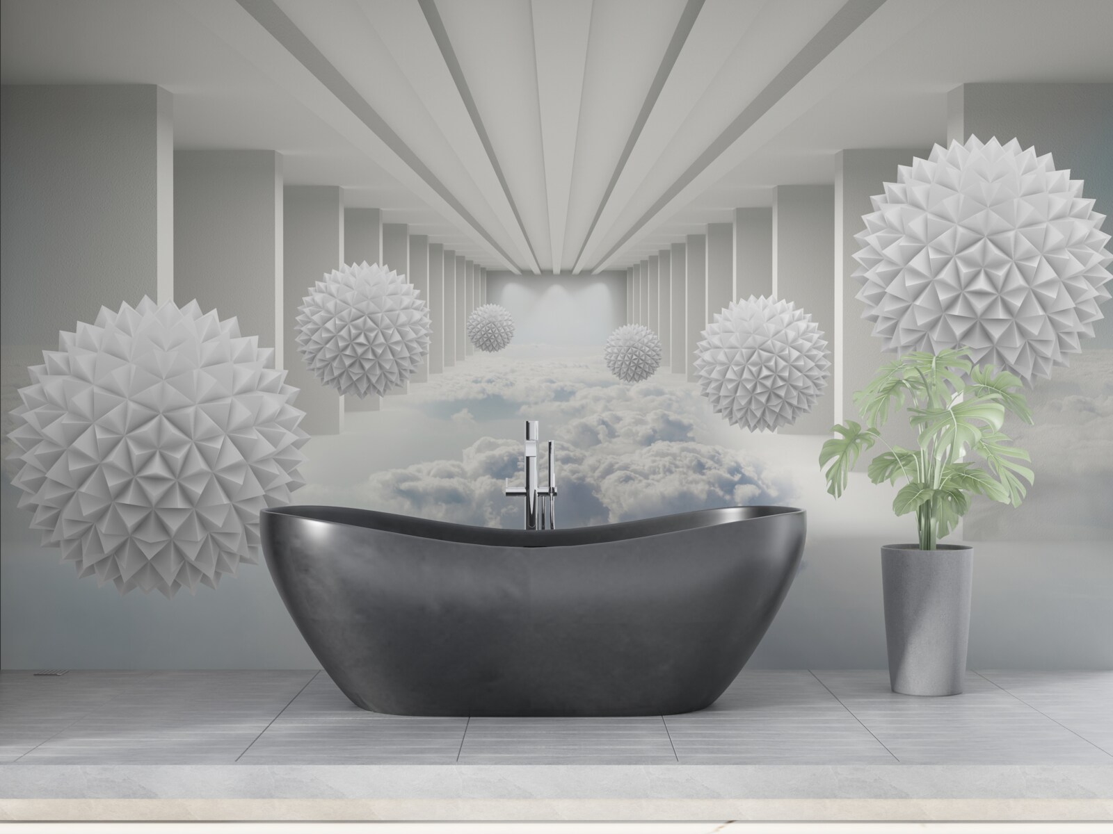 Papier peint des boules au-dessus des nuages