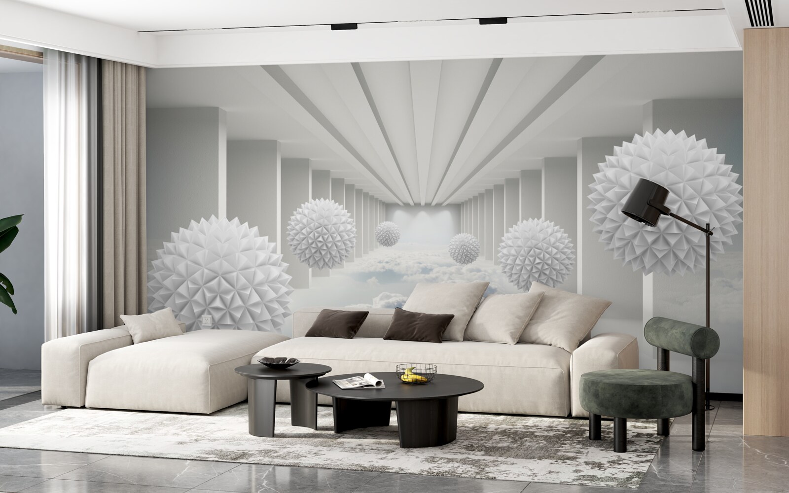 Papier peint des boules au-dessus des nuages