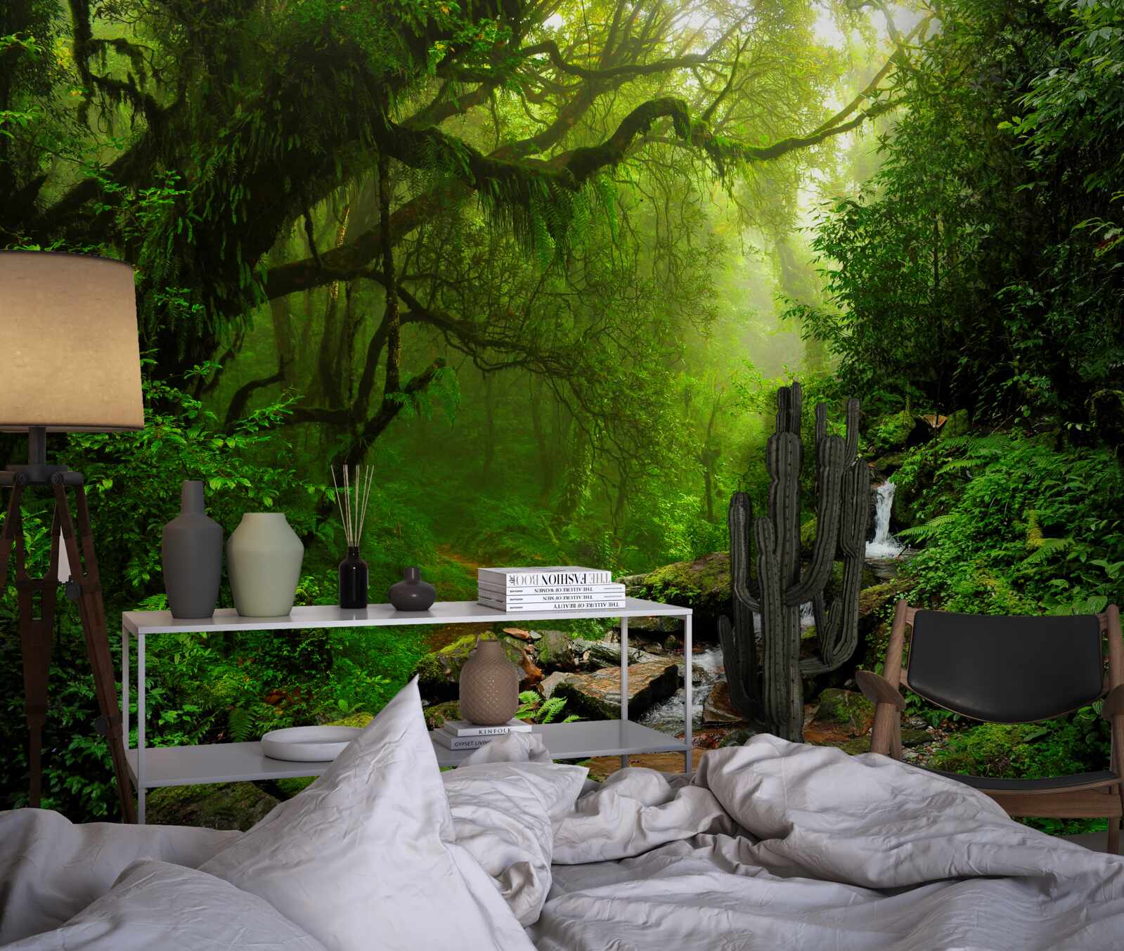 Papier peint forêt cascade