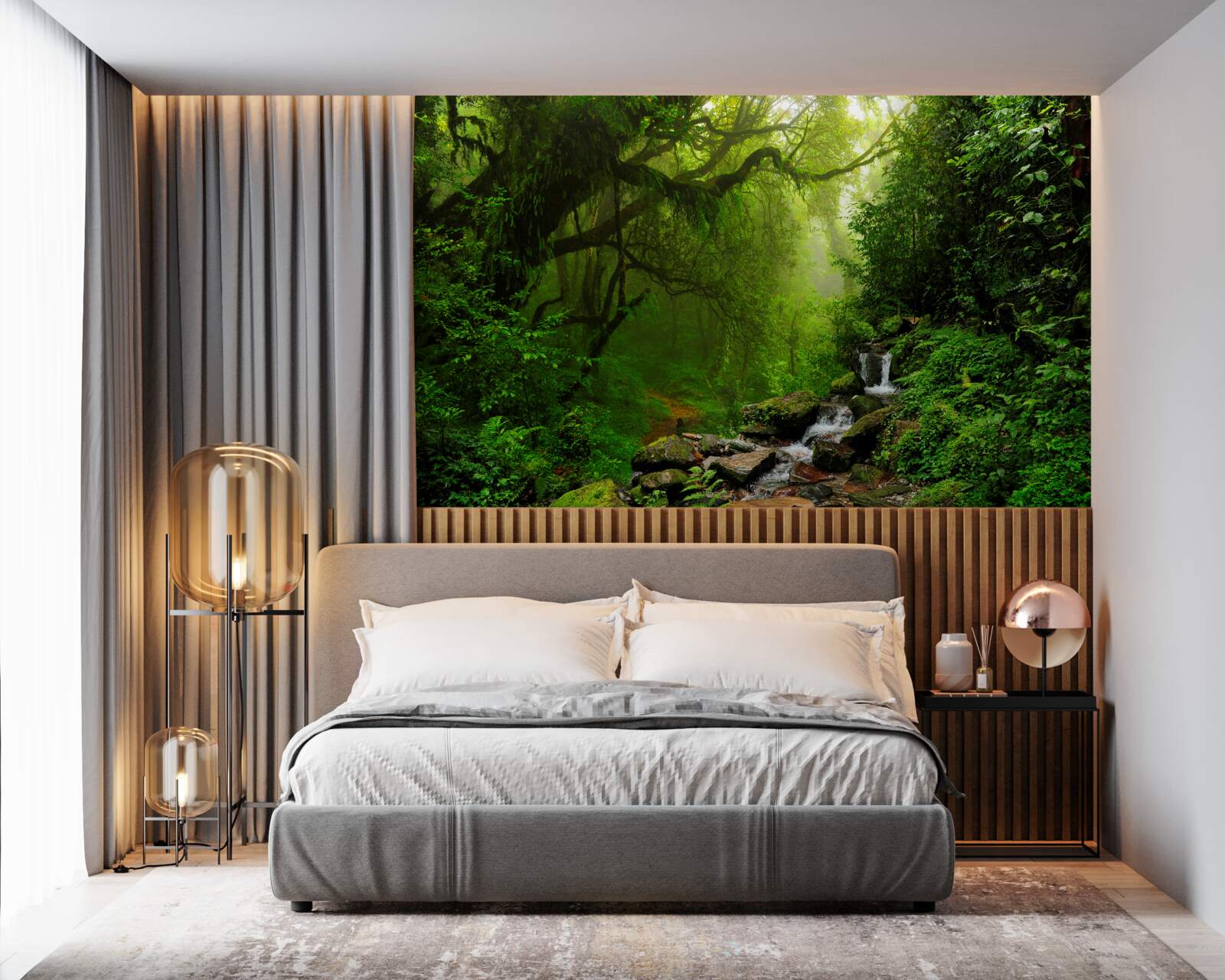 Papier peint forêt cascade
