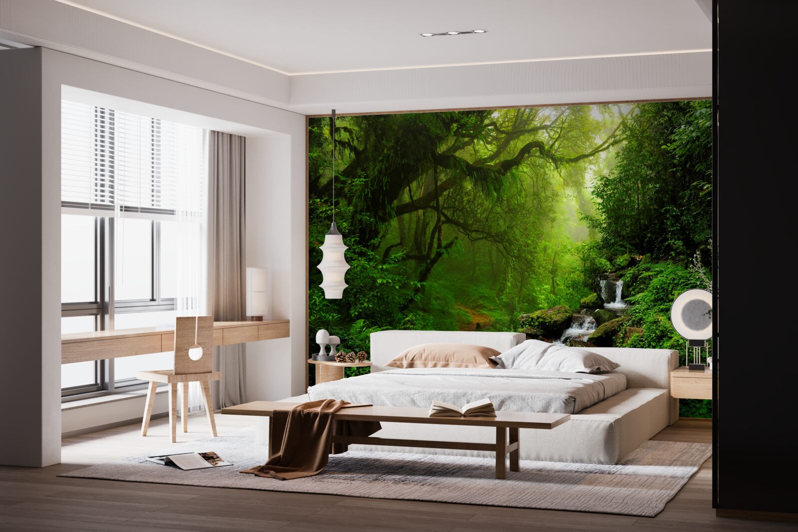 Papier peint forêt cascade