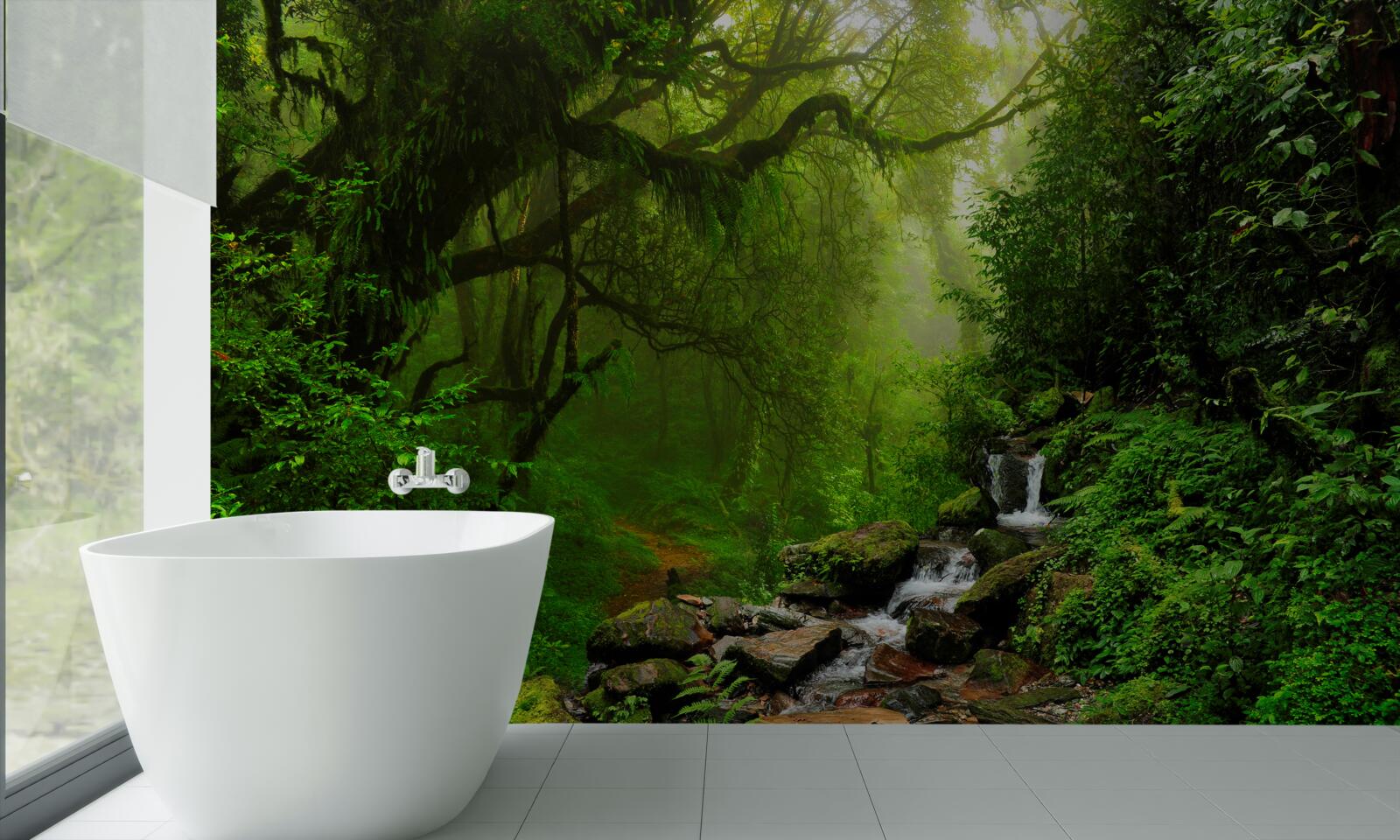 Papier peint forêt cascade