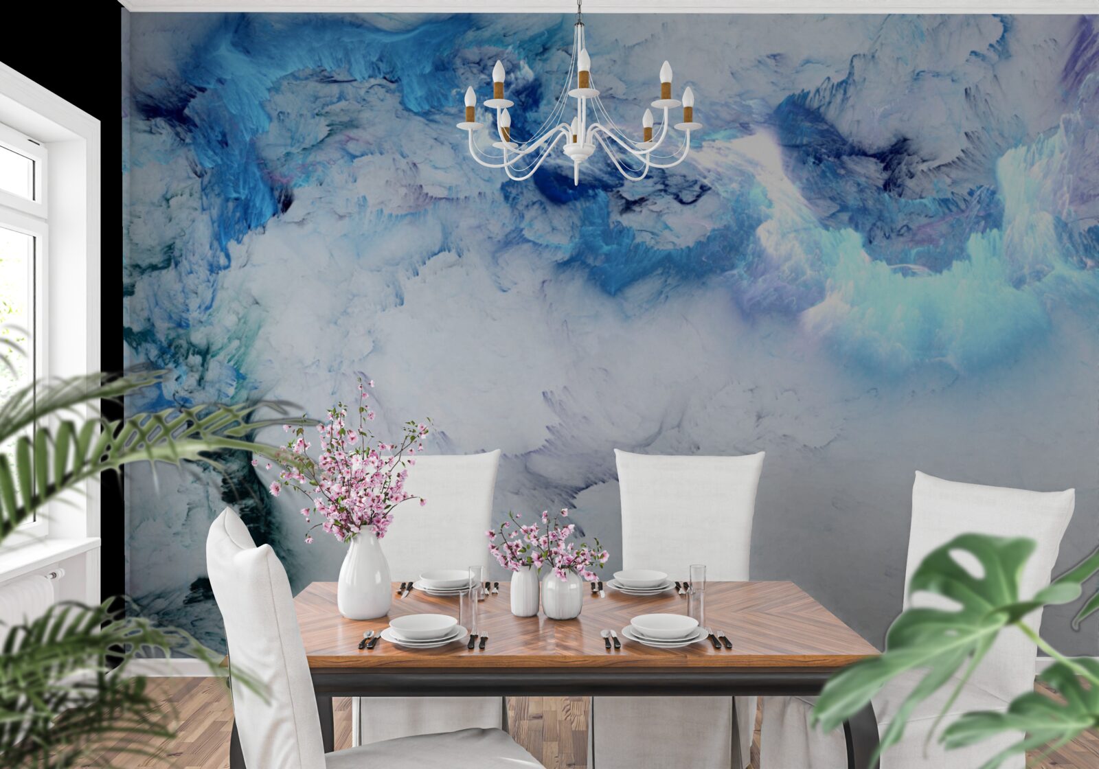 Papier peint liquide bleu