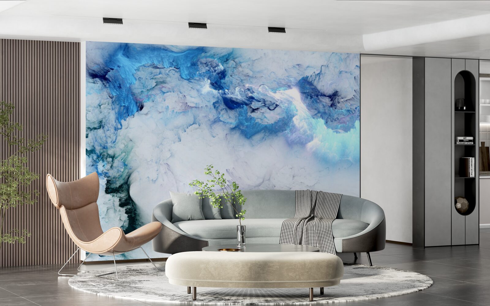 Papier peint liquide bleu