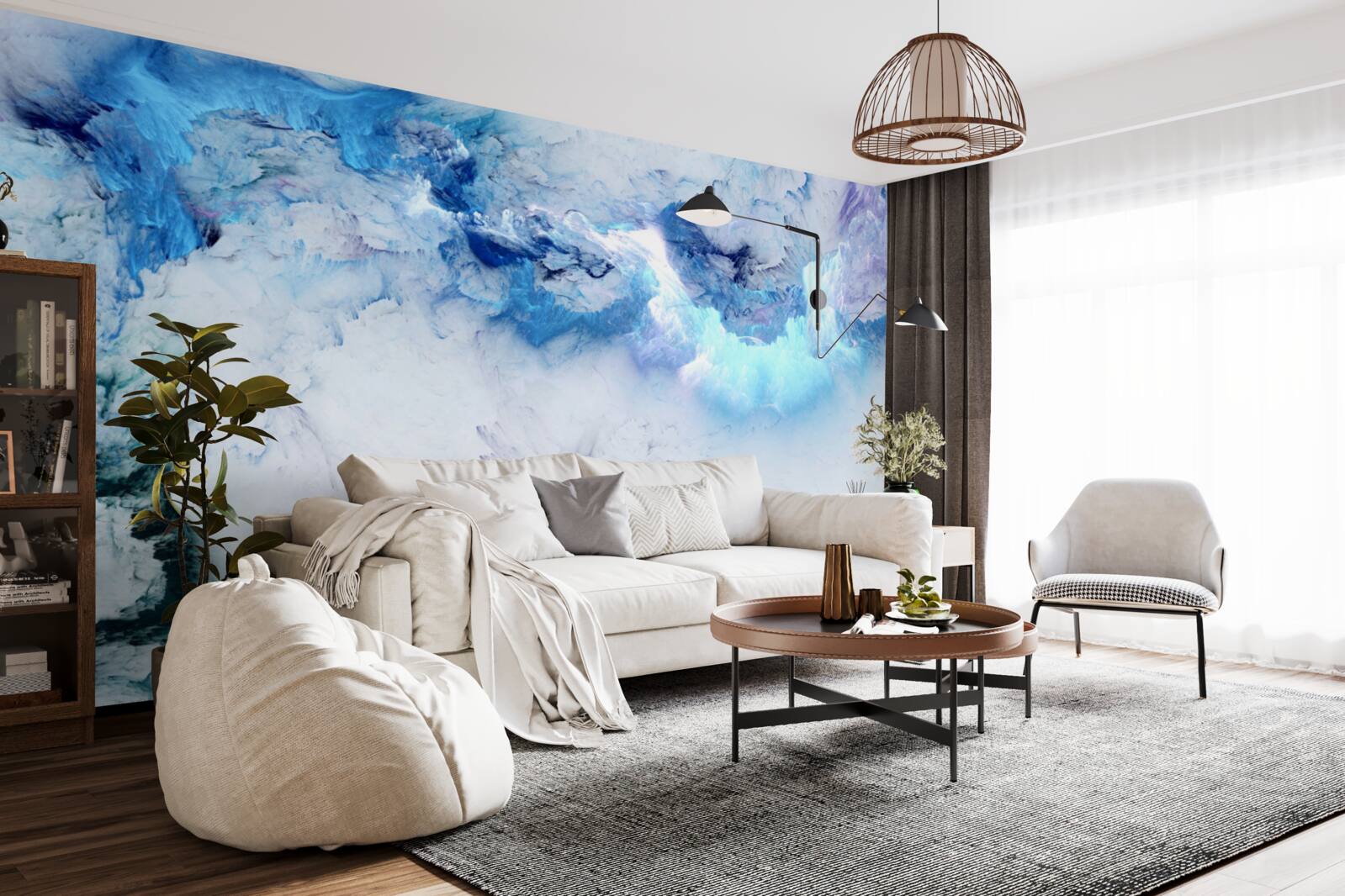 Papier peint liquide bleu