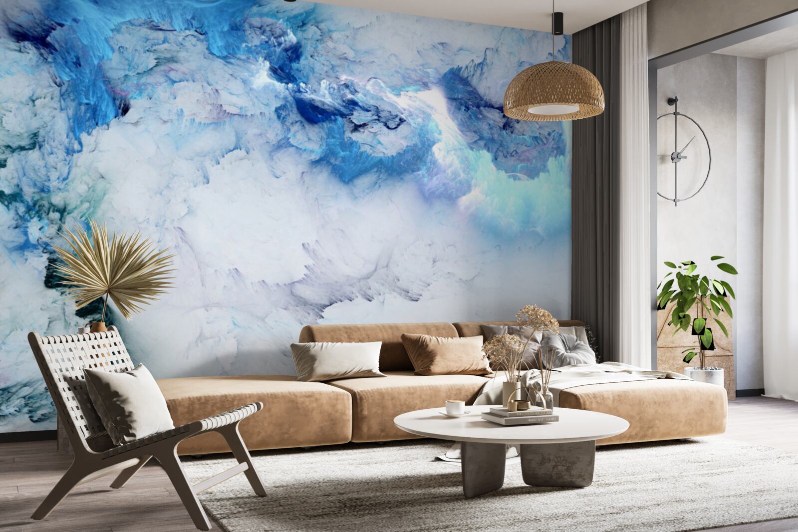 Papier peint liquide bleu