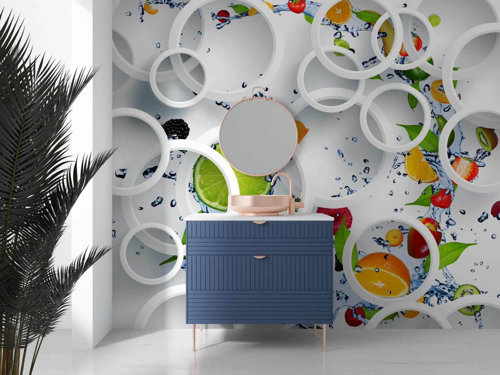 Papier peint roues et fruits