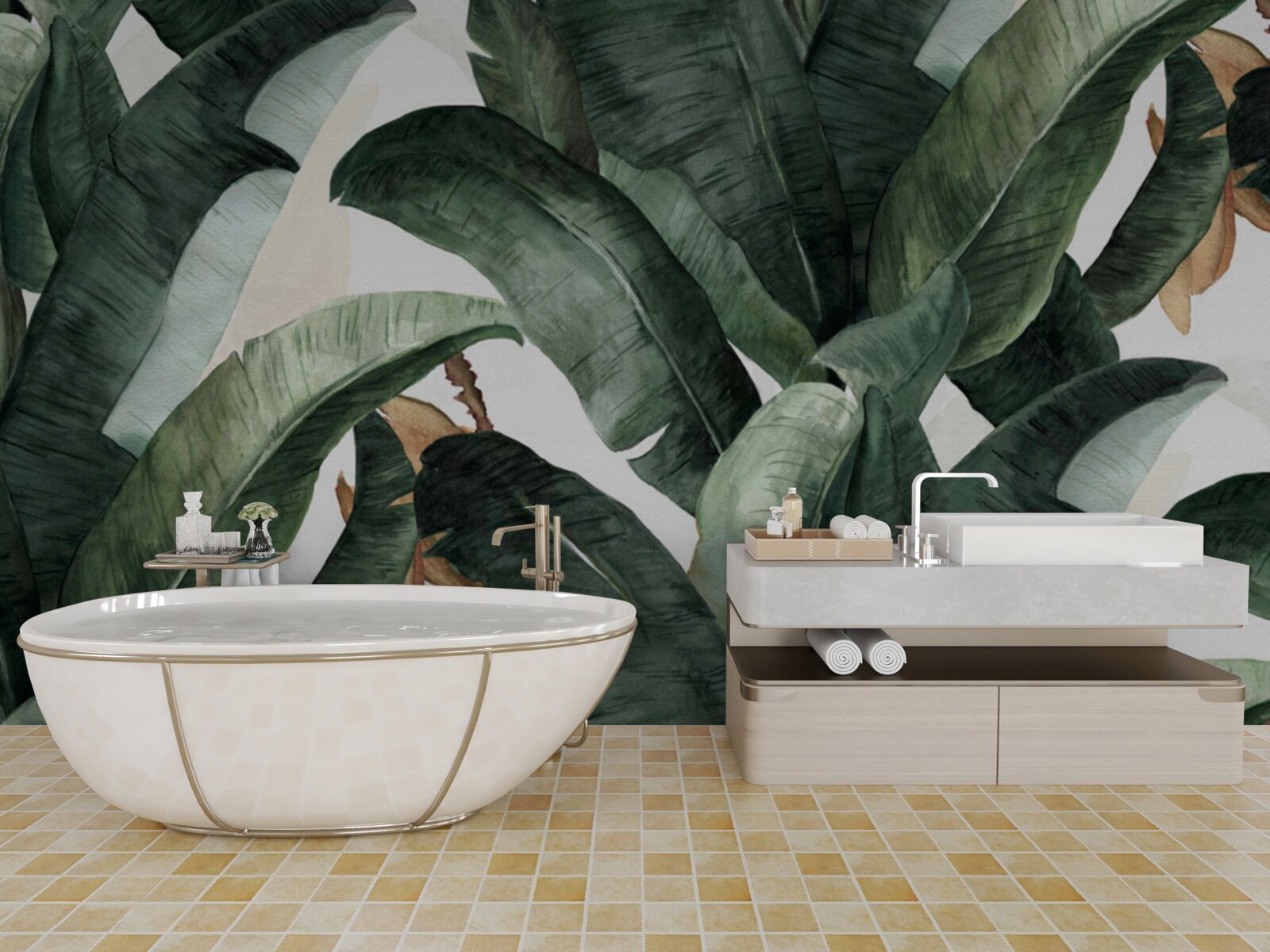 Papier peint vert tropical