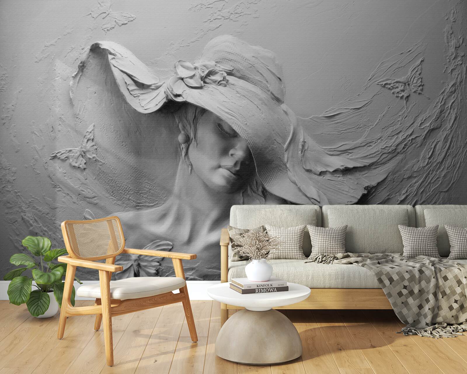 Papier peint dame avec coiffe