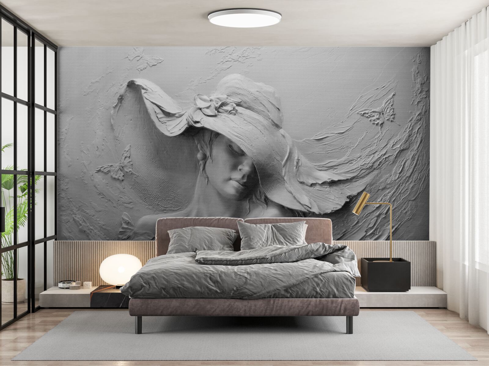 Papier peint dame avec coiffe