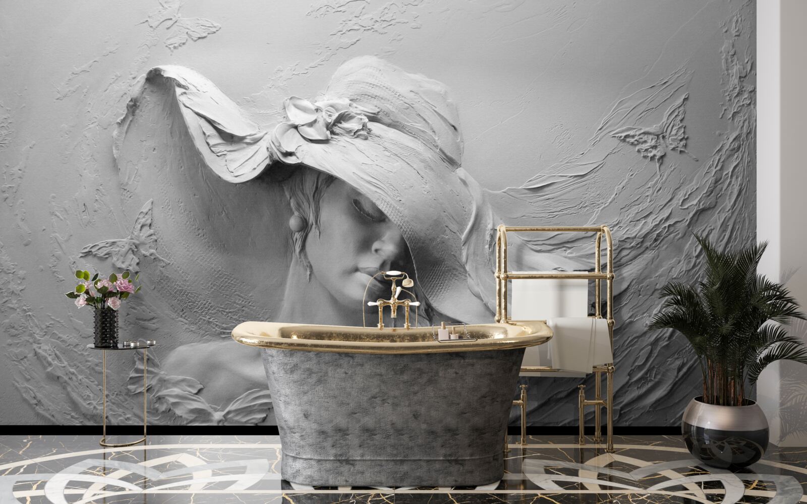 Papier peint dame avec coiffe