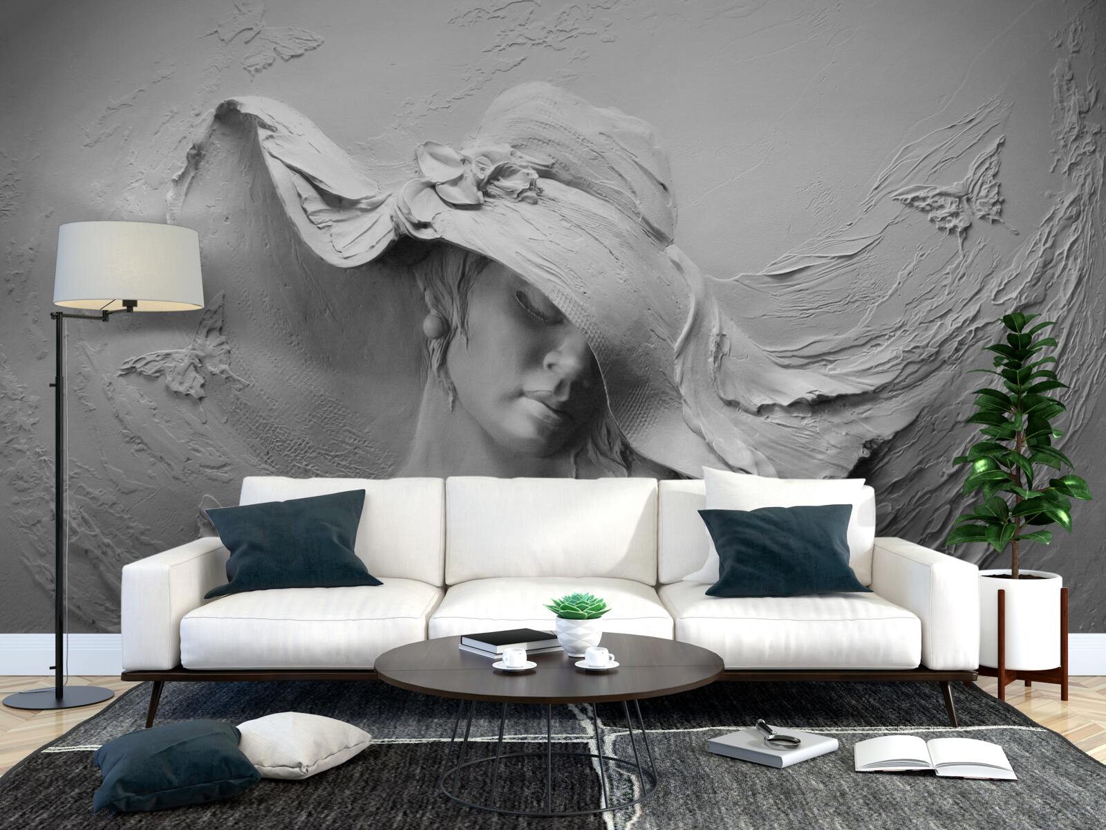 Papier peint dame avec coiffe