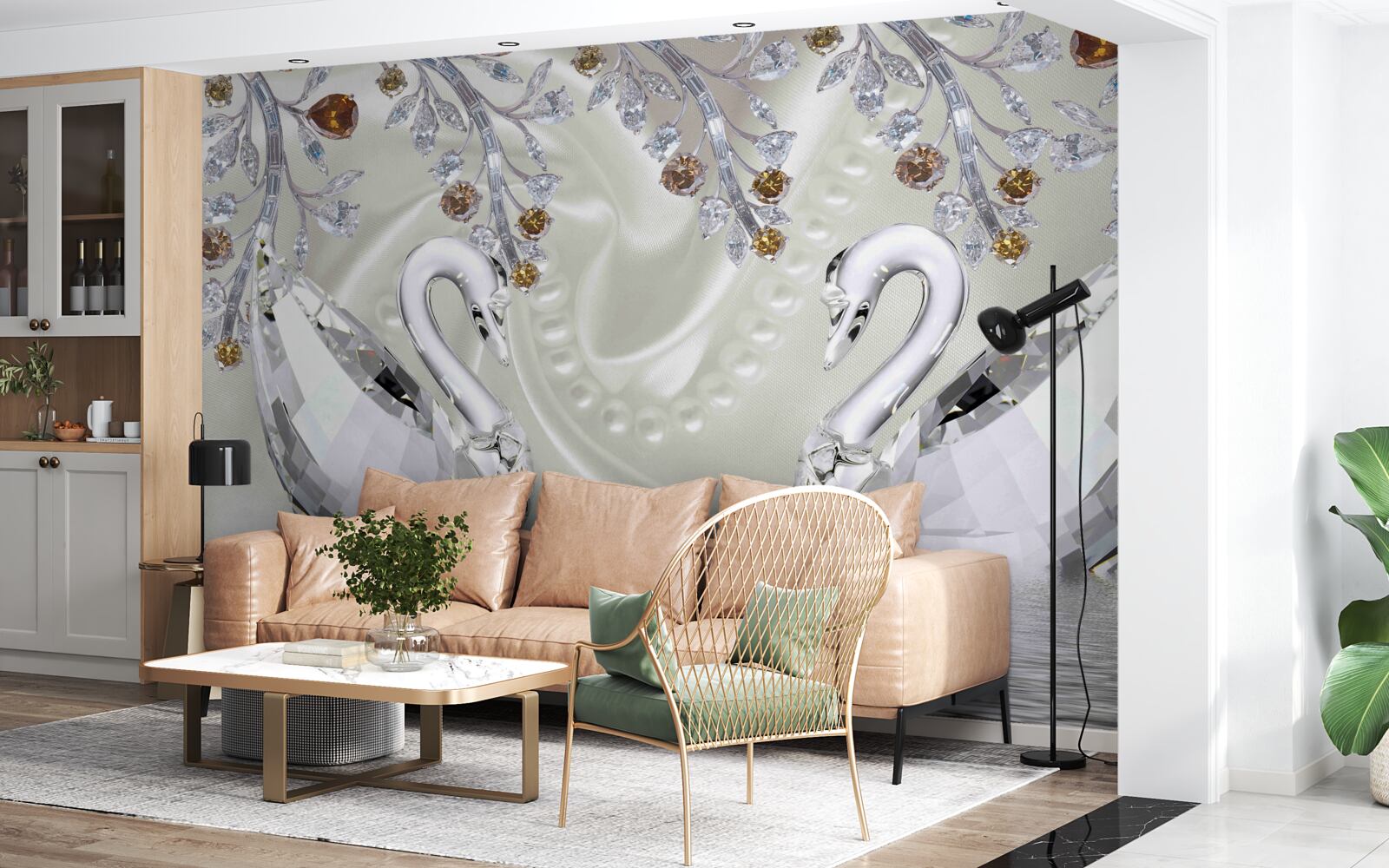 Papier peint Cygnes en verre